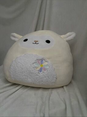 Squishmallows Cream Lamb Pillow with Pastel Flower